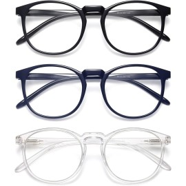 IBOANN Chic & Comfy Blue Light Glasses for Women - 3-Pack Round Frames, Screen-Ready Style with UV Protection Coating