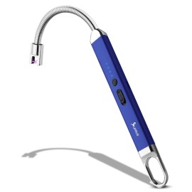 SUPRUS Lighter Rechargeable USB Lighter Arc Electric Lighetrs with Safety Switch 360 Flexible Neck Flameless Grill Long Lighters for Candle Camping Cooking (Dark Blue)