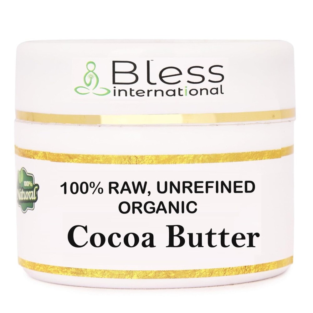 Organic Raw Cocoa Butter 100% Pure,Natural & Unrefined| Skin Moisturizer For Face, Body & Hair| 8 OZ/230 GM Ivory / White Grade A | DIY Creams, Balms, Lotions, Soaps| Softens Dry & Tough Skin