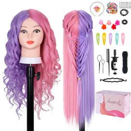 Mannequin Head with 60% Real Human Hair, Beauty star 26 Cosmetology Manikin Head, Doll Head for Hair Styling to Practice on, Hairdressing Training Braiding Heads with Clamp Stand Holder Kit