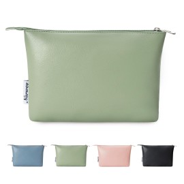 Narwey Small Makeup bag for Purse, Small Makeup Pouch for Purse Cosmetic Bag with Zipper, Cute PU Leather Make up Pouch for Women Girls (Mint Green)
