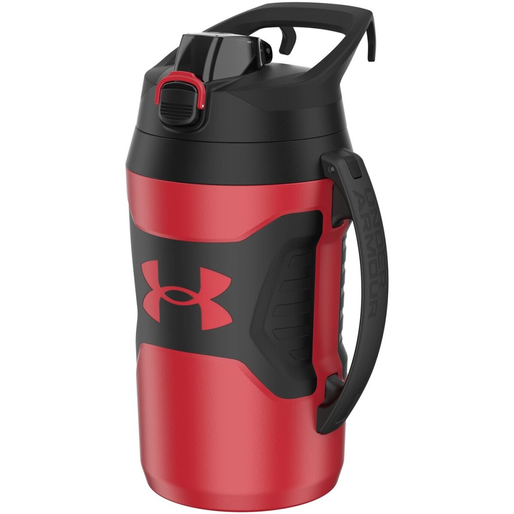 Under Armour Half Gallon Water Bottle Insulated, 64oz Insulated Water Bottle with Handle, Fence Hook, Leak Resistant, for Baseball, Football & More, Red/Black