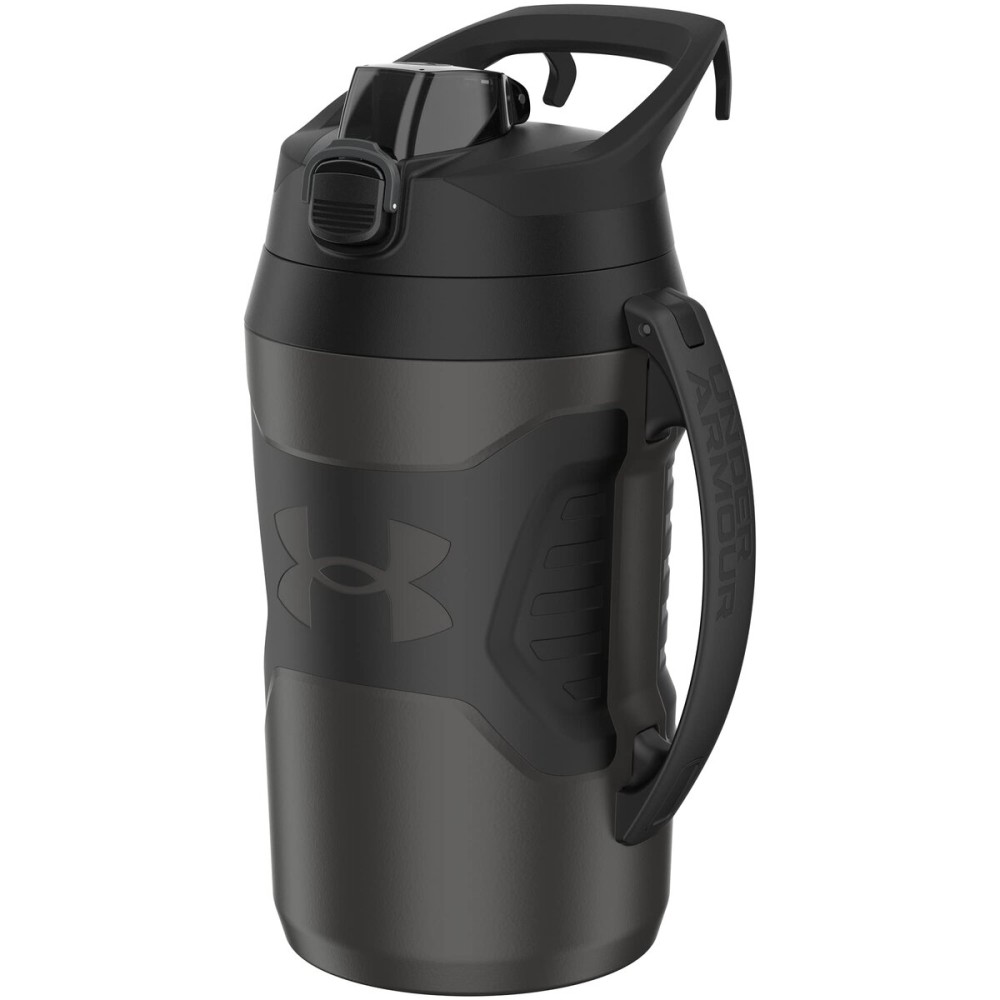 Under Armour Half Gallon Water Bottle Insulated, 64oz Insulated Water Bottle with Handle, Fence Hook, Leak Resistant, for Baseball, Football & More, Jet Grey/Black