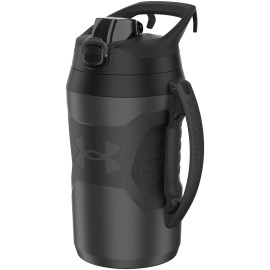 Under Armour Half Gallon Water Bottle Insulated, 64oz Insulated Water Bottle with Handle, Fence Hook, Leak Resistant, for Baseball, Football & More, Jet Grey/Black