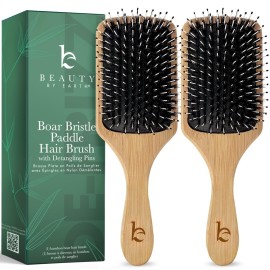 Beauty by Earth Boar Bristle Brush - Premium Paddle Brush for Fine, Thick, and Thinning Hair for Men and Women