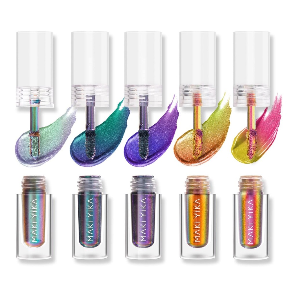 MAKI YIKA 5Pc Glitter Eyeshadow Liquid Multichrome Eyeshadows Long Lasting, Metallic Chameleon Eye Shadow Smudgeproof Holographic Eye Topper Glitters (1+3+5+6+7)