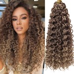 YXCHERISHAIR 8 Packs Curly Crochet Hair GoGo Curl Crochet hair for Women Deep Wave Braiding hair,Synthetic Bohemian Crochet Braids Water Wave Crochet hair Extensions (18inch, 33/27)