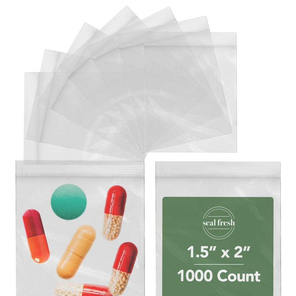 Seal Fresh Quart Resealable Plastic Bags 1000 Pack - Clear Reclosable 7 x 8 Inch Food Storage Bags with Zipper Seal for Freezer, Meal Prep, BPA Free