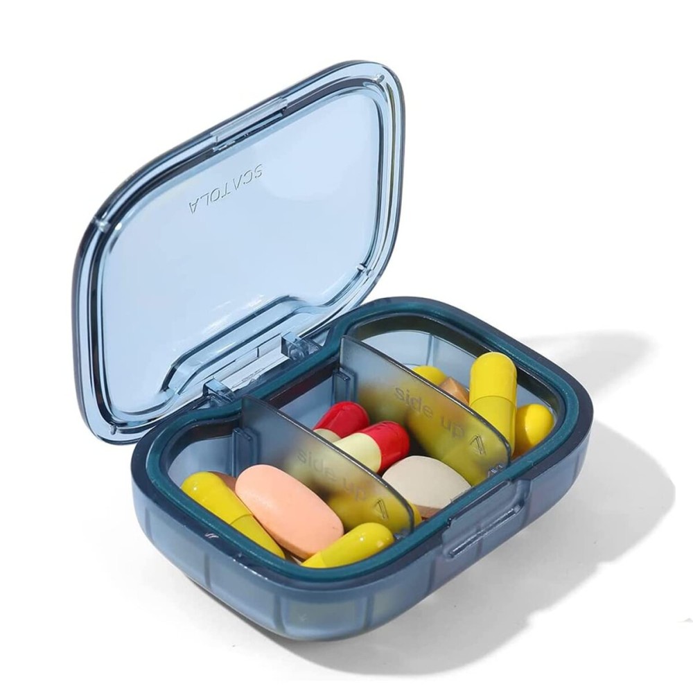 KANGYAN 3 Compartment Pill Box, Moisture Proof Pill Case, Travel Pill Organizer for Pocket Purse, Daily Portable Medicine Vitamin Box, Fish Oil Box, Supplement Box