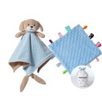CREVENT Soft Plush Animal Face Security Blankets for Boys and Girls, Great Gifts for Birthday Baby Shower (Blue Dog + Tag)