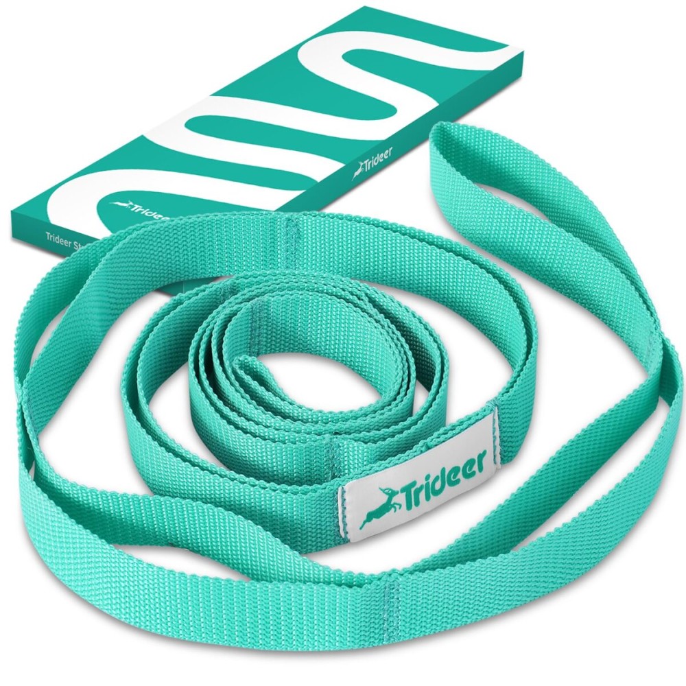 Trideer Stretching Strap Yoga Strap for Physical Therapy, 10 Loops Yoga Straps for Stretching, Non-Elastic Stretch Strap for Pilates, Exercise, Stretch Band for Women & Men (Light Green)
