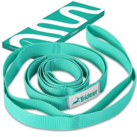 Trideer Stretching Strap Yoga Strap for Physical Therapy, 10 Loops Yoga Straps for Stretching, Non-Elastic Stretch Strap for Pilates, Exercise, Stretch Band for Women & Men (Light Green)