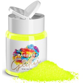 MARBLERS Neon Glitter [Fluorescent Yellow] 1.5oz (42g) | Fine | Non-Toxic, Vegan, Cruelty-Free | Face, Body, Eyeshadow, Hair, Festival, Party Makeup | Nail Art, Polish | Resin, Tumbler, Slime, Craft