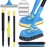 Extendable Cleaning Brush 51 with Stiff Bristles, Scouring Pad, Microfiber Pad, V-Shape Scrub Brush & Squeegee for Bathroom, Shower & Tile Cleaning