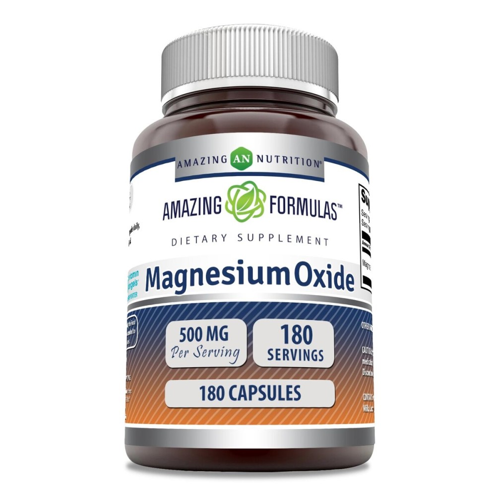 Amazing Formulas Magnesium Oxide Supplement | 500 Mg Per Serving | 180 Capsules | Non-GMO | Gluten-Free | Made in USA