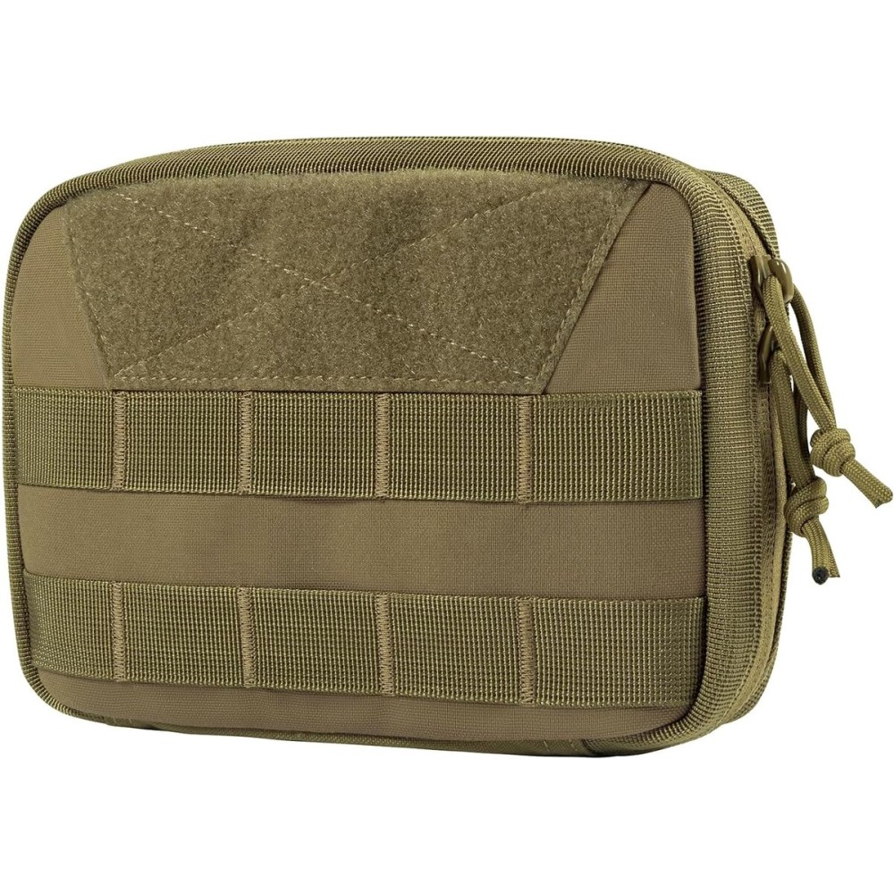 OneTigris MOLLE Pouch, Tactical Admin Pouch Belt EDC Tool Organizer Zippered Utility Waist Pack 7.5x5x2(Brown)