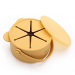 Dilovely Snack Cups for Toddlers, Baby Snack Containers, Silicone Toddler Snack Cups No Spill, Food Catcher with Lid & Bucket-like Handle, BPA Free & Dishwasher Safe, 9 Ounce Mustard