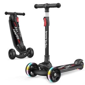 besrey Kick Scooter for Kids Ages 3-10, 3-Wheel Folding Scooter with Adjustable Height, LED Light Wheels, Extra Wide Deck for Outdoor Activities