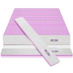 Nail Files for Acrylic Nails, 50pcs 80/80 Grit Nail Files Bulk Reusable Rough Coarse Square Jumbo Nail File Set 50pcs Manicure Pedicure Tools