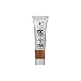 IT Cosmetics CC+ Cream Travel (Neutral Rich) - Natural Full Coverage Foundation With SPF 50+, Color Corrector & Anti-Aging Hydrating Serum, Hyaluronic Acid + Peptides, Up To 24H Wear - 0.4 fl oz