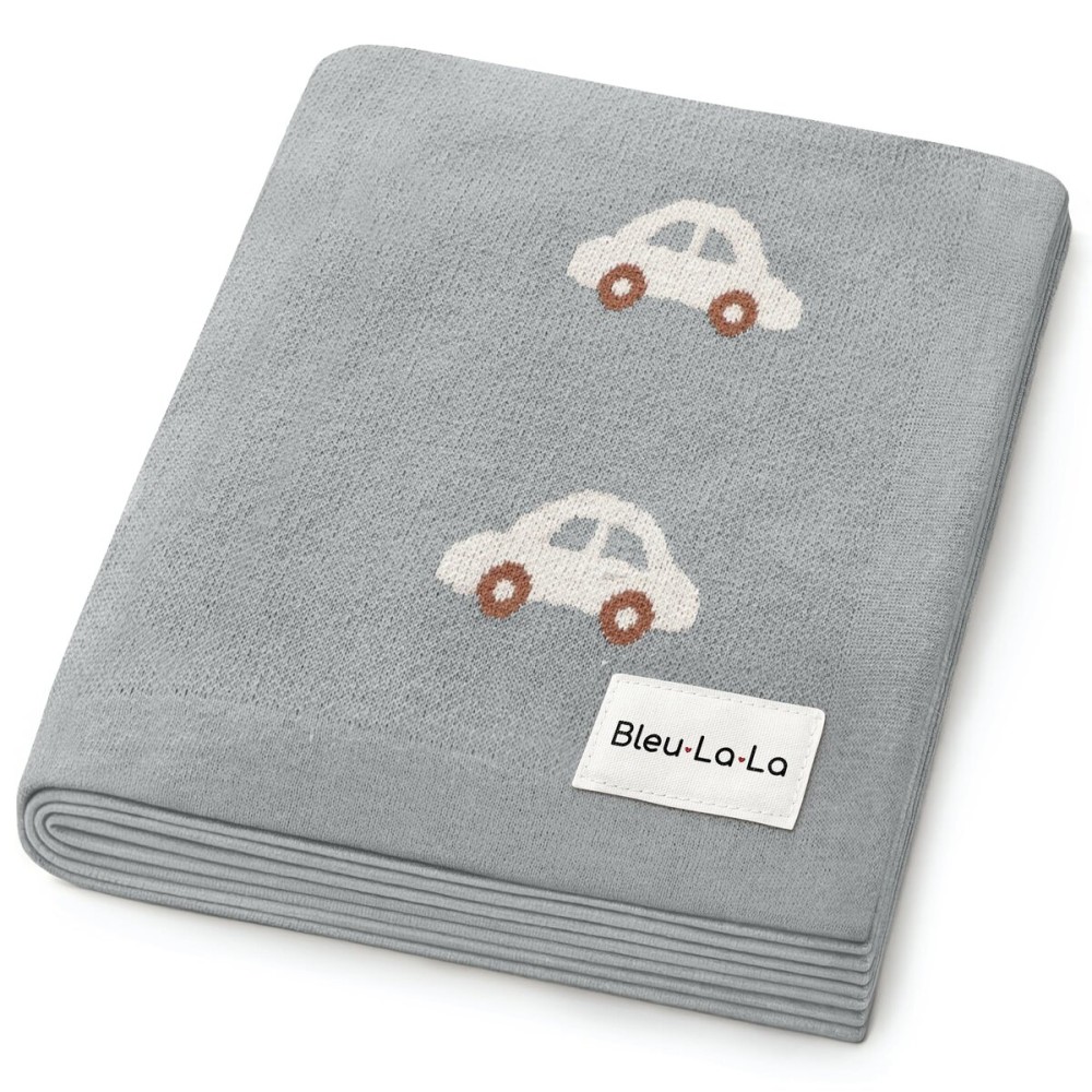 Baby Swaddle Blanket for Boys - 100% Oeko Tex Certified Natural Cotton Buttery Soft Cozy Receiving Swaddle Stroller Blanket for Shower Gift Registry for Newborns, Infants, Toddlers (Cars - Grey)