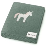 Bleu La La Receiving Blanket for Baby Girls and Boys 100% Cotton Buttery Soft Cozy Receiving Swaddle Crib Stroller Blanket for Shower Gift Registry for Newborns, Infants, Toddlers (Unicorn - Sage)