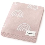 Bleu La La Knit Baby Swaddle Blanket for Girls - 100% Cotton Buttery Soft Cozy Receiving Swaddle Stroller Blanket for Shower Gift Registry for Newborns, Infants, Toddlers (Rainbow - Pink)