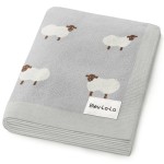 Bleu La La Knit Baby Swaddle Blanket - 100% Cotton Soft Cozy Lightweight Unisex Receiving Swaddling Stroller Quilt Blanket for Shower Gift Registry for Newborns Infants & Toddlers (Sheep - Grey)