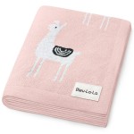 Bleu La La Knit Swaddling Baby Blanket - 100% Fine Loomed Cotton Cozy Receiving Cuddle Stroller Crib Swaddling Stroller Swaddle Quilt Blanket for Newborns Infants Toddler Boys and Girls (Llama - Pink)