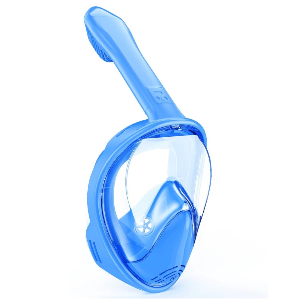 Kids Snorkel Mask Full Face, Snorkeling Gear for Kids 2-14 with Camera Mount, 180 Degree Panoramic View Snorkeling Set Anti-Fog Anti-Leak (Blue)