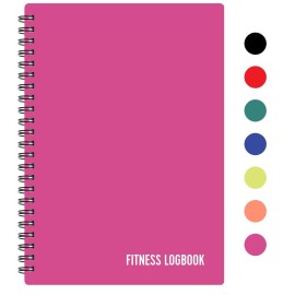 Fitness Logbook (Pink) - A5 Undated Workout Journal For Men & Women - Plastic Cover & Thick Paper - Planner Log Book To Track Weight Loss, Muscle Gain, Gym Exercise, Bodybuilding Progress