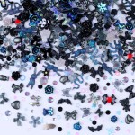 Sinyanail 300pcs Nail Art Charms Kit,Over 100pcs Mixshape Resin Gems and 100 pcs Mixed Flatback Nail Rhinestones Pearls with Over 100pcs Sequins for Women\'s Manicure Making(Black)
