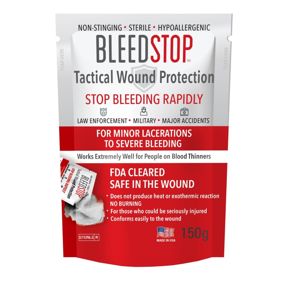 BleedStop First Aid Bleeding Control Powder - Rapid Blood Clotting for Serious Wounds & Nosebleeds, 150g - Safe for Blood Thinner Patients