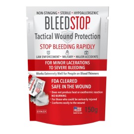 BleedStop First Aid Bleeding Control Powder - Rapid Blood Clotting for Serious Wounds & Nosebleeds, 150g - Safe for Blood Thinner Patients