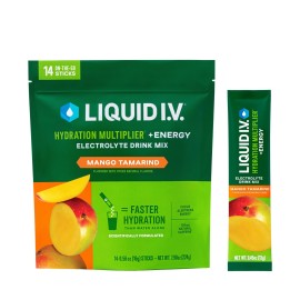 Liquid I.V. Hydration Multiplier +Energy - Mango Tamarind | Electrolyte Powder Drink Mix | 1 Pack (14 Servings)