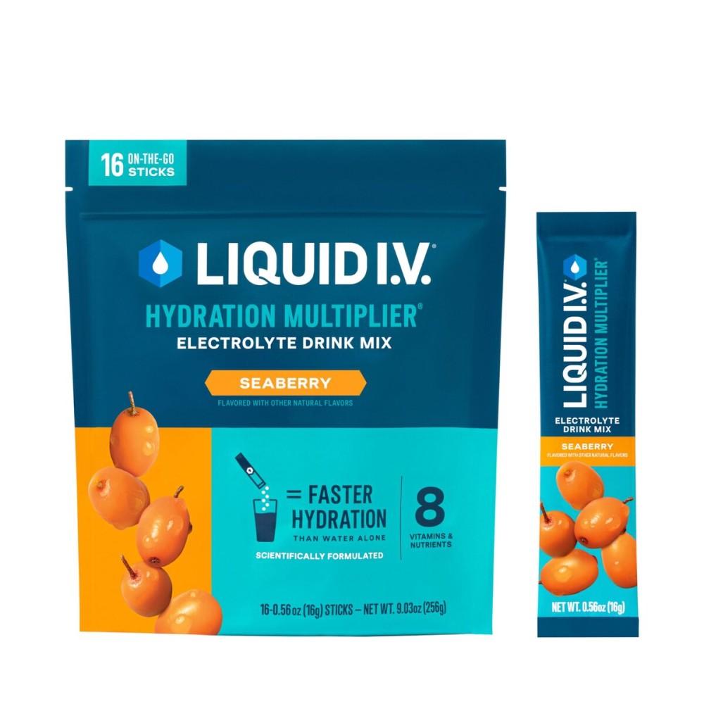 Liquid I.V. Hydration Multiplier - Seaberry | Electrolyte Powder Drink Mix | 1 Pack (16 Servings)