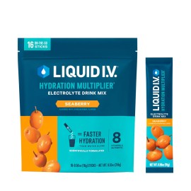 Liquid I.V. Hydration Multiplier - Seaberry | Electrolyte Powder Drink Mix | 1 Pack (16 Servings)