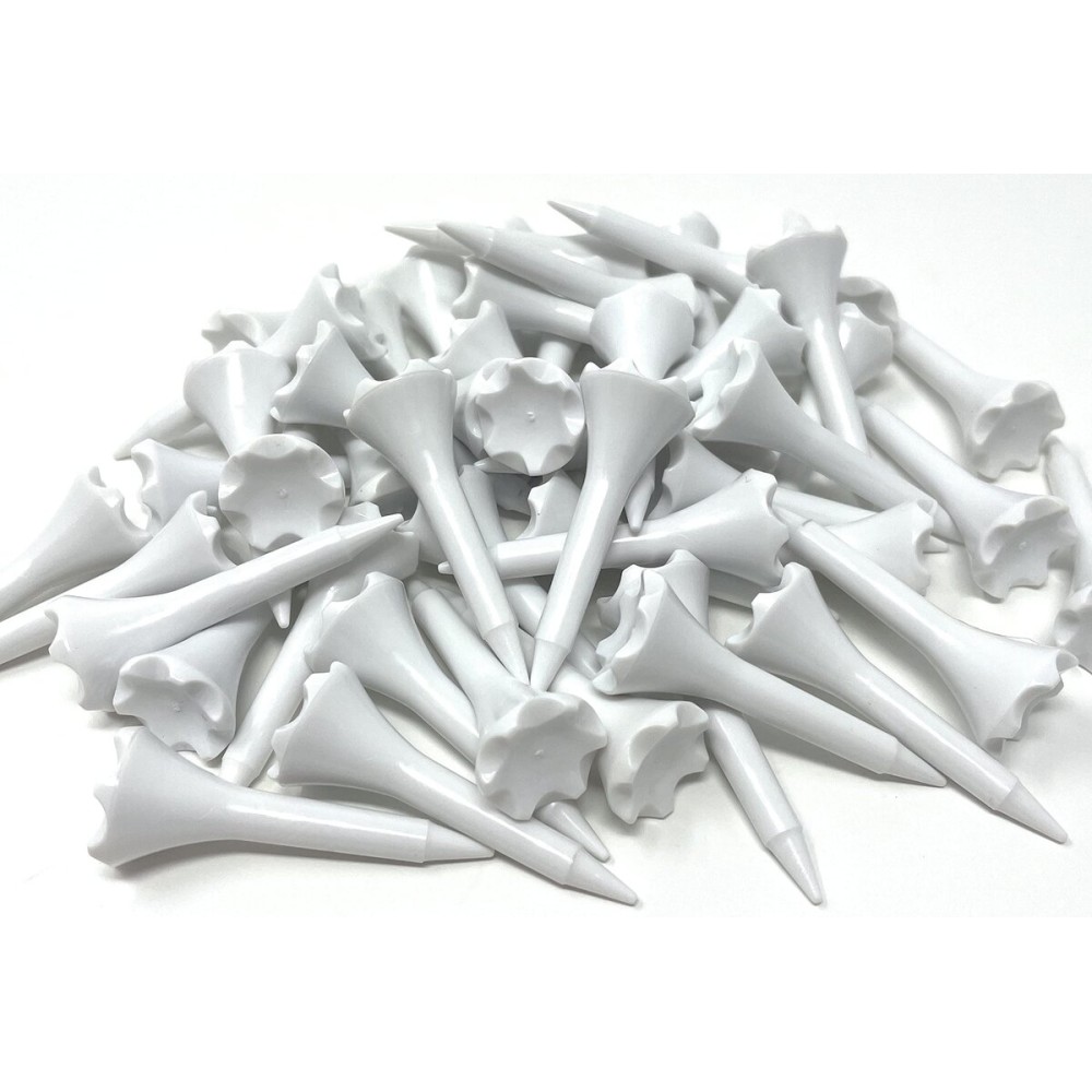 NorthPointe 1  Plastic Golf Tees - Short Tees for Irons, Par Threes, Hybrids, and Driving Range - Pack of 50 or 100 Bulk in High Visibility White Durable Plastic (100, Solid White, 1 1/2)