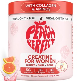 Peach Perfect Creatine Blend for Women - Micronized Creatine Monohydrate with BCAA & Collagen for Glute Strength Support - Pink Lemonade - 30 Servings