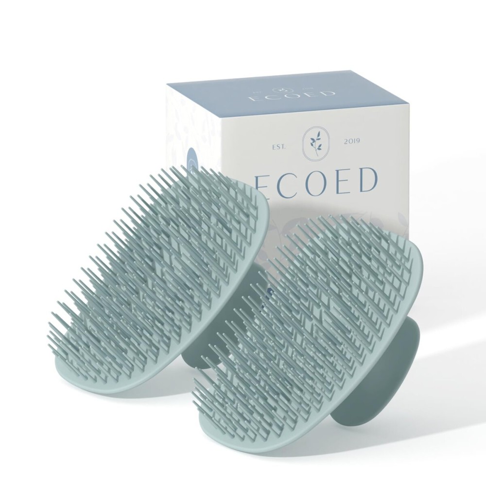 Ecoed 2 PC Scalp Massager Shampoo Brush, Scalp Scrubber & Exfoliator for Dandruff Removal, Wet & Dry and Detangler for Men and Women, Suitable for Short Medium Hair(Blue)