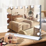 SLIMOON Hollywood Vanity Mirror with Lights, 15 Dimmable LED Bulbs 3 Color Lighted Makeup Mirror with Detachable 10X Magnification Mirror, Tabletop or Wall-Mounted, Touch Control