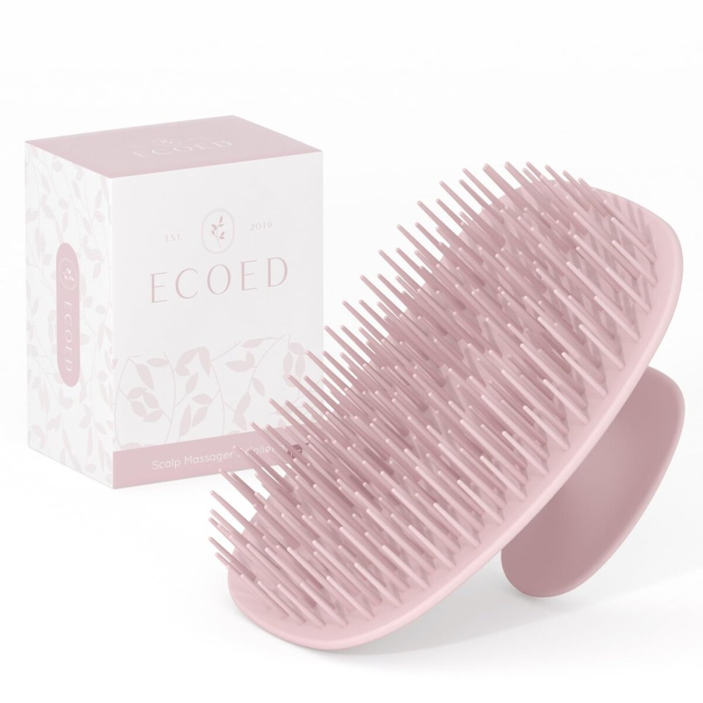 Ecoed Scalp Massager Shampoo Brush, Scalp Scrubber & Exfoliator for Dandruff Removal, Wet & Dry and Detangler for Men and Women, Suitable for Short Medium Hair (Pink)