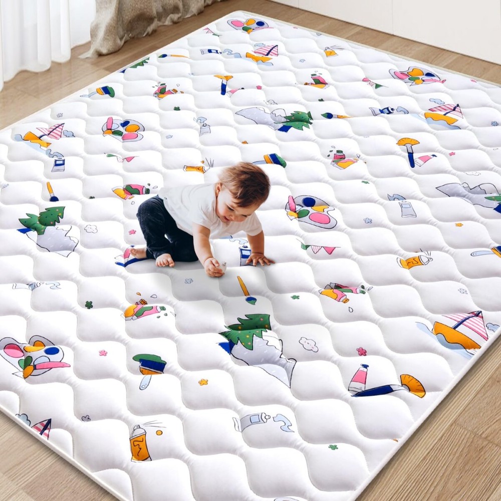 Baby Play Mat - 79 X 71,Premium Thicker Foam One-Piece Crawling Mat, Machine Washable, Extra Large Anti-Slip Activity Playmat for Babies, Toddlers & Infants