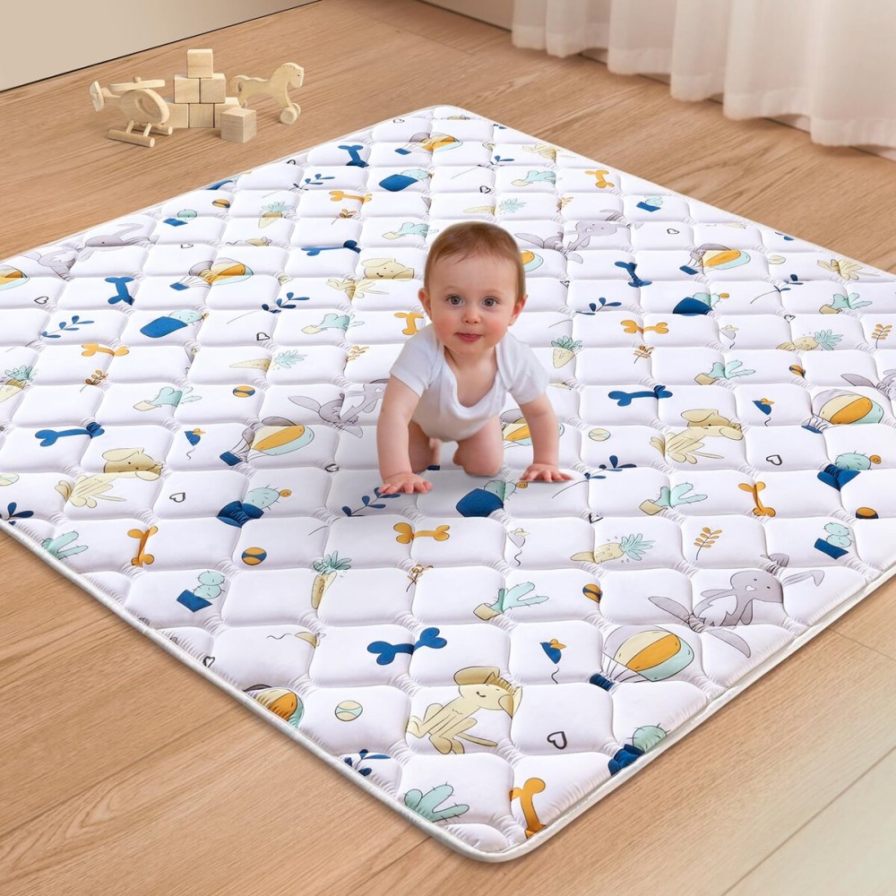 Premium Foam Baby Play Mat 50 X 50, Thicken One-Piece Crawling Mat, Non-Slip Cushioned Activity PlayMats for Infants, Babies, Toddlers, Play & Tummy Time