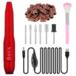 Electric Nail Drill, Professional Portable Nail Drill for Acrylic Nails, Portable Electric Nail File Kit with Drill Bits and Sanding Bands,Manicure Pedicure for Polishing,Nail Removing(Red)