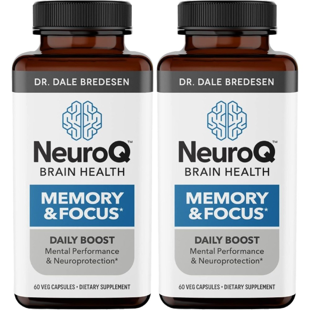 NeuroQ Memory & Focus - Boosts Cognitive Performance & Brain Function - Neuroprotective Formula by Dr. Dale Bredesen - Gotu Kola Ginkgo Phosphatidylserine & Propolis - 60 Capsules (Pack of 2)