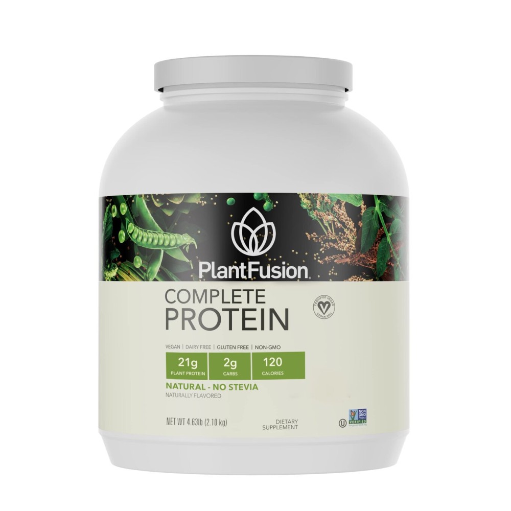 PlantFusion Complete Vegan Protein Powder - Plant Based Protein Powder with BCAAs, Digestive Enzymes and Pea Protein - Keto, Gluten Free, Non-Dairy, No Sugar, Non-GMO - Natural- No Stevia 5 lb Bulk