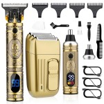 Saoilli Professional Hair Trimmer for Men,Hair Clippers Nose Hair Trimmer Shaver Set,Cordless Barber Clippers,T-Blade Beard Trimmer Electric Shaver Razor for Men Haircutting Grooming Kit