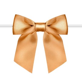 Rainbow Pana 120 Pack Gold Bows, Twist Tie Bows for Treat Bags 3 Gold Satin Ribbon Bows for Package Craft Gift Wrapping Decoration