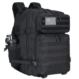 Lovelinks21 45L Tactical Assault Backpack 3 day assault pack with Molle Waterproof backpack Rucksack for Tactical Backpacks (Black)